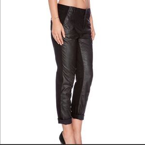 Blank NYC vegan leather twill back women black new Midrise boot trouser pant 24